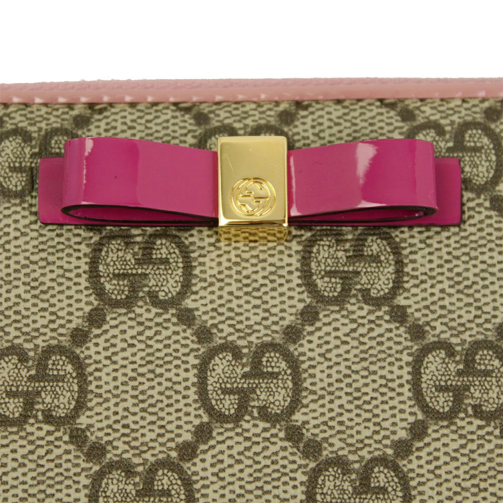 GUCCI Round Zipper Long Wallet GG Supreme Canvas Beige KLQUG - Picture 3 of 3